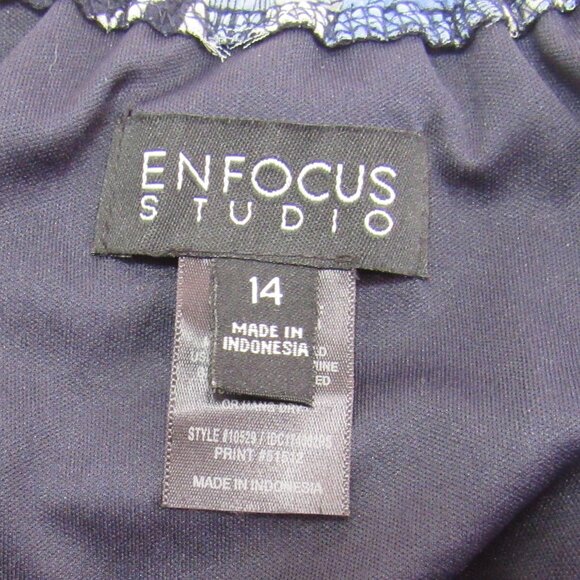 Enfocus Studio Blue/Black Floral Spaghetti Straps Sleeveless Fit Flare Dress - Picture 4 of 7